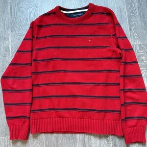 Tommy Hilfiger Red Striped Crewneck Sweater Men’s Large